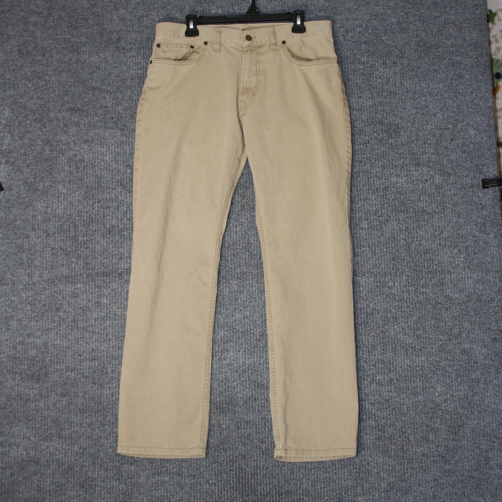 Polo Ralph Lauren 650 Straight‎ Pants Mens 33 Tan Khaki Chino Cotton Preppy